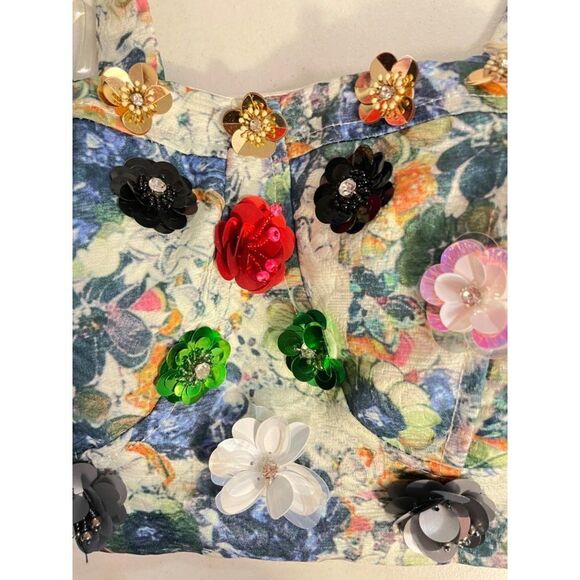 Nichole Lynel Sequin Floral Shorts Midrif Top Outfit Small - Picture 5 of 8